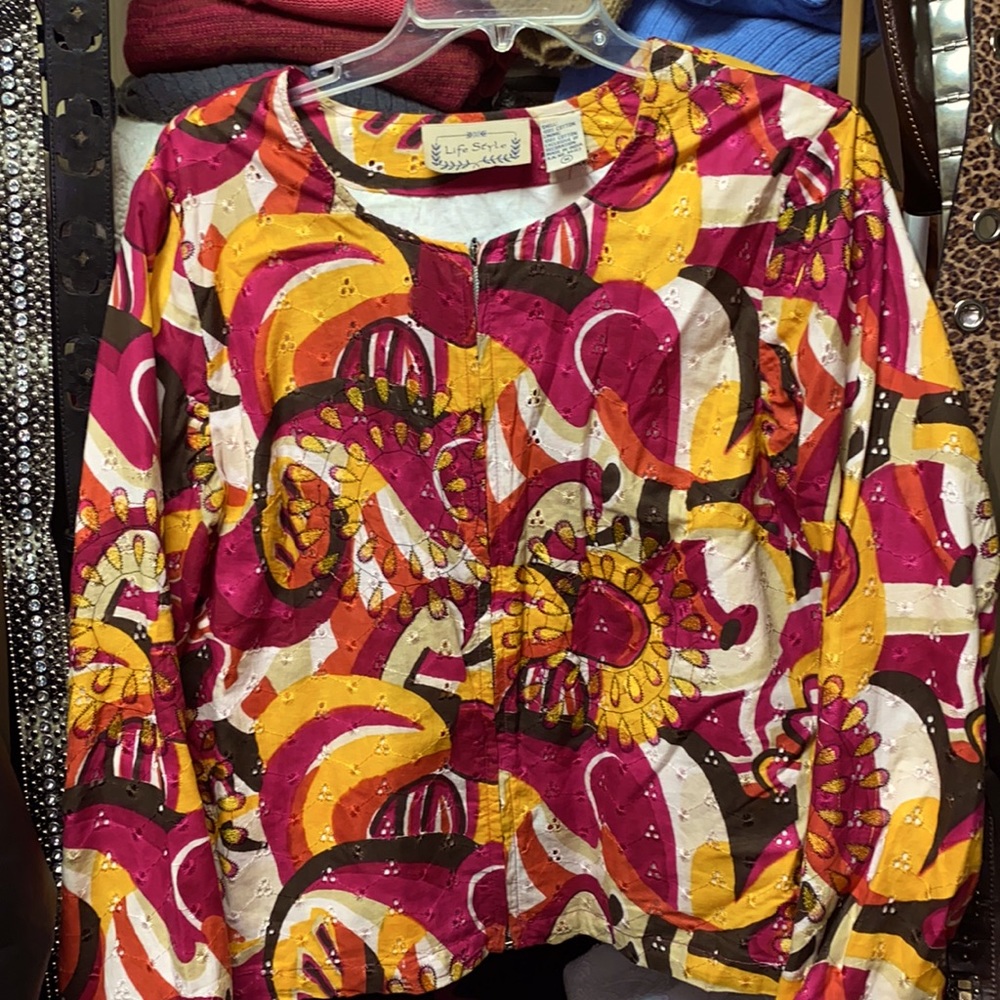 LIFE STYLE brand - Bright, lightweight, eyelet, patterned jacket